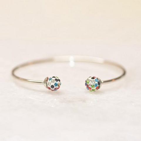 18K White Gold Rainbow Swarovski Ball Open Bangle, , ALILY , ALILY   jewelryjewelry deals, swarovski crystal jewelry, groupon jewelry,, jewelry for mom, 