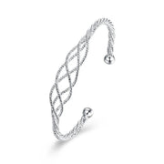 Silver Plated Intertwined Honeycomb Matrix Women's Bangle ITALY Design  - ALILY