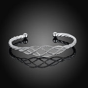 Silver Plated Intertwined Honeycomb Matrix Women's Bangle ITALY Design  - ALILY