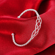 Silver Plated Intertwined Honeycomb Matrix Women's Bangle ITALY Design  - ALILY