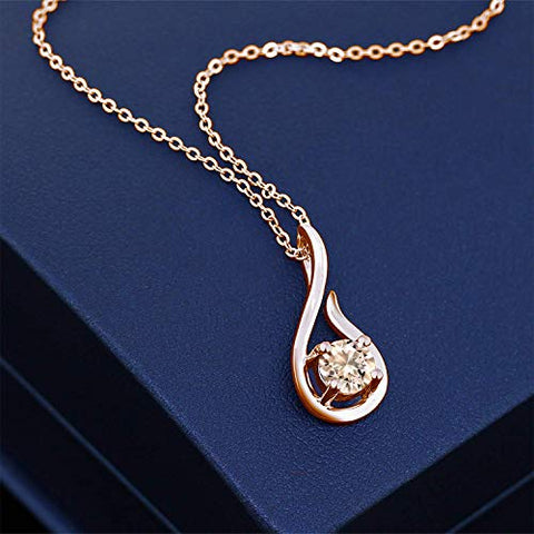 1.60 CTTW Morganite Dangling Harp Pendant Necklace in 14K Rose Gold Plating
