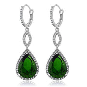 Emerald Pave Teardrop Infinity Drop Embellished with Swarovski Crystals in 18K White Gold Plated, Earring, ALILY , ALILY   jewelryjewelry deals, swarovski crystal jewelry, groupon jewelry,, jewelry for mom, 