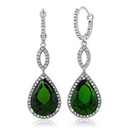 Emerald Pave Teardrop Infinity Drop Embellished with Swarovski Crystals in 18K White Gold Plated, Earring, ALILY , ALILY   jewelryjewelry deals, swarovski crystal jewelry, groupon jewelry,, jewelry for mom, 