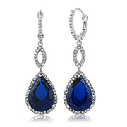 Sapphire Pave Teardrop Infinity Drop Embellished with  Crystals in 18K White Gold Plated