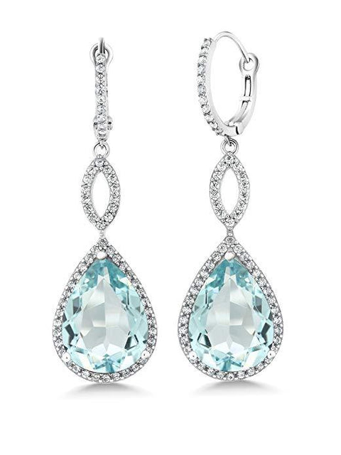 Blue Topaz Pave Teardrop Infinity Drop Embellished with Swarovski Crystals in 18K White Gold Plated, Earring, ALILY , ALILY   jewelryjewelry deals, swarovski crystal jewelry, groupon jewelry,, jewelry for mom, 