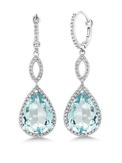 Blue Topaz Pave Teardrop Infinity Drop Embellished with Swarovski Crystals in 18K White Gold Plated, Earring, ALILY , ALILY   jewelryjewelry deals, swarovski crystal jewelry, groupon jewelry,, jewelry for mom, 
