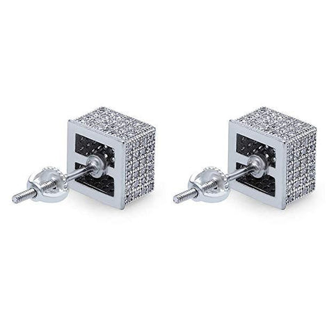 3D Cubed White Swarovski Elements Stud Earrings in 18K White Gold, , ALILY , ALILY   jewelryjewelry deals, swarovski crystal jewelry, groupon jewelry,, jewelry for mom, 