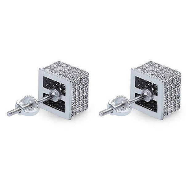 3D Cubed White Swarovski Elements Stud Earrings in 18K White Gold, , ALILY , ALILY   jewelryjewelry deals, swarovski crystal jewelry, groupon jewelry,, jewelry for mom, 