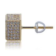 Pave Square Stud Earring Embellished with  Crystals in 18K Gold Plated