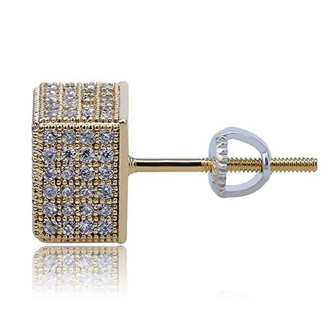 Pave Square Stud Earring Embellished with  Crystals in 18K Gold Plated