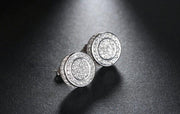 Pave Disc Stud Earring Embellished with  Crystals in 18K White Gold Plated