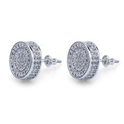 Pave Disc Stud Earring Embellished with  Crystals in 18K White Gold Plated
