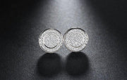 Pave Disc Stud Earring Embellished with  Crystals in 18K White Gold Plated