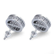 Pave Disc Stud Earring Embellished with  Crystals in 18K White Gold Plated