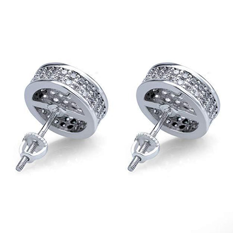 Pave Disc Stud Earring Embellished with  Crystals in 18K White Gold Plated