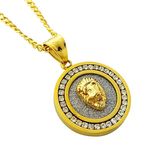 Pave Lion Necklace Embellished with  Crystals in 18K Gold Plated