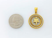 Father's Day Medallion Angel Circular Pendant Necklace in 14K Gold Plating