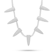 Pave Spike Necklace Embellished with  Crystals in 18K White Gold Plated