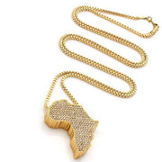 ICED OUT Mother Africa Diamond Pendant Necklace in 18K Gold