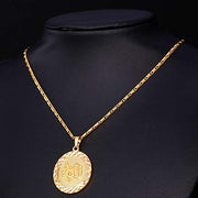 God is Great Circular Medallion Pendant Necklace in 14K Gold Plating