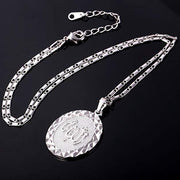 "Allah" God Almight Arabic Script Pendant Medallion Necklace in 18K White Gold Plated, Necklace, ALILY , ALILY   jewelryjewelry deals, swarovski crystal jewelry, groupon jewelry,, jewelry for mom, 