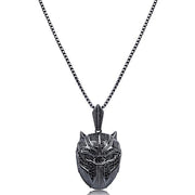Black Iced Out Crystal Pav'e Panther Pendant Necklace