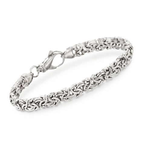 American Classic Byzantine Sleek Chain Bracelet in 14K White Gold Plating