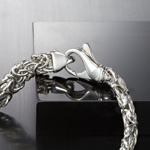 Italian Inspired 14K White Gold Plating Thick Cut Byzantine Anklet