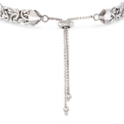 Father's Day 14K White Gold Plating Byzantine Design Pull Clasp Bracelet
