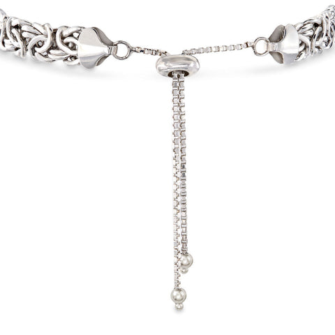 New York Design 14K White Gold Plating Byzantine Design Pull Clasp Bracelet
