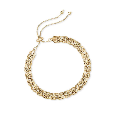 Sleek 14K Gold Plating Byzantine Italian Design Pull Clasp Bracelet