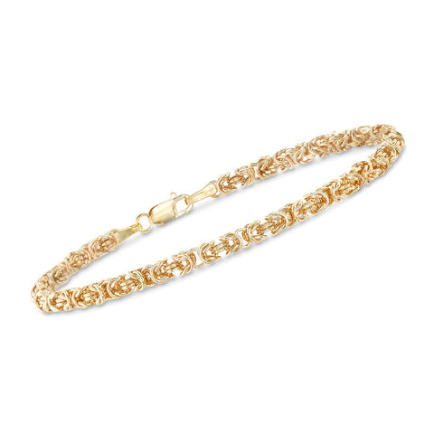 Sleek & Classic Italian Design Byzantine Unisex Bracelet in 14K Gold Plating