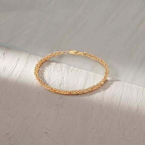 Sleek & Classic Italian Design Byzantine Unisex Bracelet in 14K Gold Plating