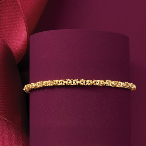 Sleek & Classic Italian Design Byzantine Unisex Bracelet in 14K Gold Plating