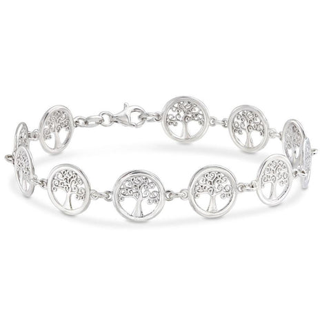 18K White Gold Plated Tree of Life Circular Design Classic Bracelet, , ALILY , ALILY   jewelryjewelry deals, swarovski crystal jewelry, groupon jewelry,, jewelry for mom, 