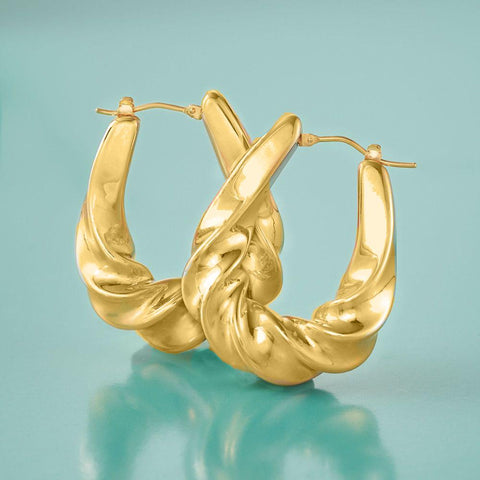 Twist French Lock Hoop Earringin 18K Gold Plated