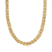 14K Gold Plating Classic Byzantine Thick Cut Chain Necklace- Two Options