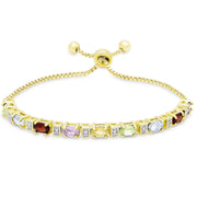 Vivid Austrian Oval Cut Multi-Stoned Infinity Design Silver Plated Bracelet - Multiple Options ITALY Design