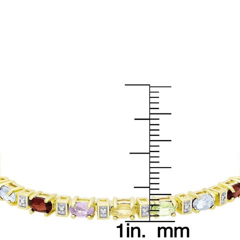 Vivid Austrian Oval Cut Multi-Stoned Infinity Design Silver Plated Bracelet - Multiple Options ITALY Design