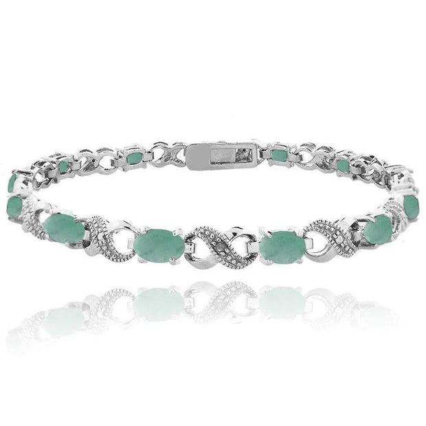 Genuine Oval Cut 6.00 CTTW Gemstone Infinity Shaped Bracelet in 18K White Gold, , ALILY , ALILY   jewelryjewelry deals, swarovski crystal jewelry, groupon jewelry,, jewelry for mom, 