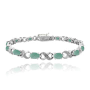 Vivid Austrian Oval Cut Multi-Stoned Infinity Design Silver Plated Bracelet - Multiple Options ITALY Design