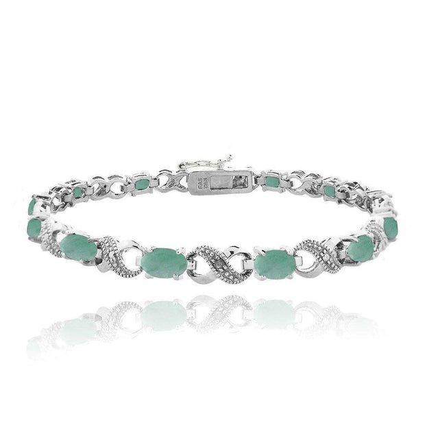 Vivid Austrian Oval Cut Multi-Stoned Infinity Design Silver Plated Bracelet - Multiple Options ITALY Design