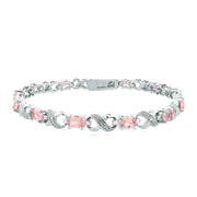 Vivid Austrian Oval Cut Multi-Stoned Infinity Design Silver Plated Bracelet - Multiple Options ITALY Design