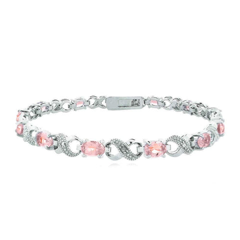 Vivid Austrian Oval Cut Multi-Stoned Infinity Design Silver Plated Bracelet - Multiple Options ITALY Design