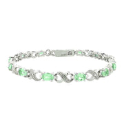 Vivid Austrian Oval Cut Multi-Stoned Infinity Design Silver Plated Bracelet - Multiple Options ITALY Design