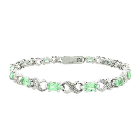 Vivid Austrian Oval Cut Multi-Stoned Infinity Design Silver Plated Bracelet - Multiple Options ITALY Design