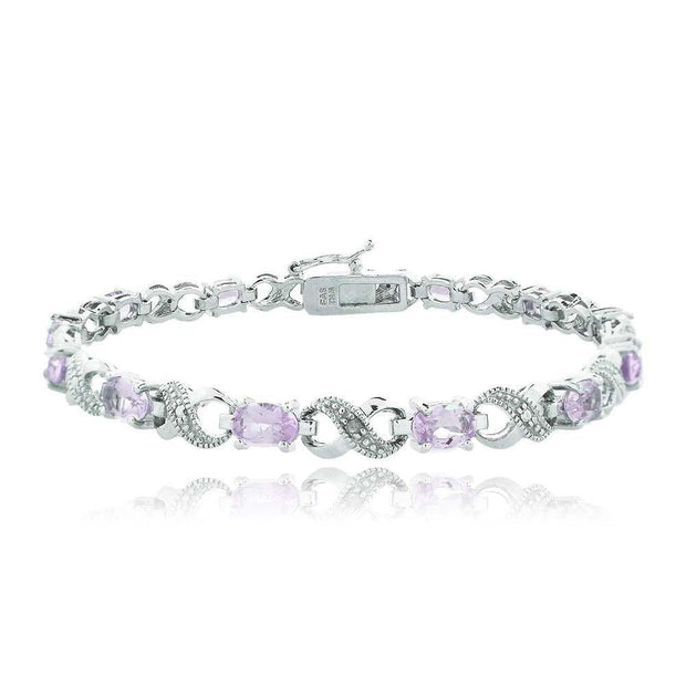 Genuine Oval Cut 6.00 CTTW Gemstone Infinity Shaped Bracelet in 18K White Gold, , ALILY , ALILY   jewelryjewelry deals, swarovski crystal jewelry, groupon jewelry,, jewelry for mom, 