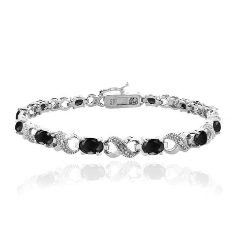 Vivid Austrian Oval Cut Multi-Stoned Infinity Design Silver Plated Bracelet - Multiple Options ITALY Design