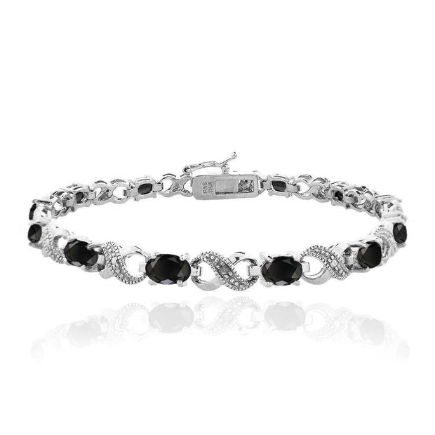 Vivid Austrian Oval Cut Multi-Stoned Infinity Design Silver Plated Bracelet - Multiple Options ITALY Design