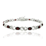 Vivid Austrian Oval Cut Multi-Stoned Infinity Design Silver Plated Bracelet - Multiple Options ITALY Design